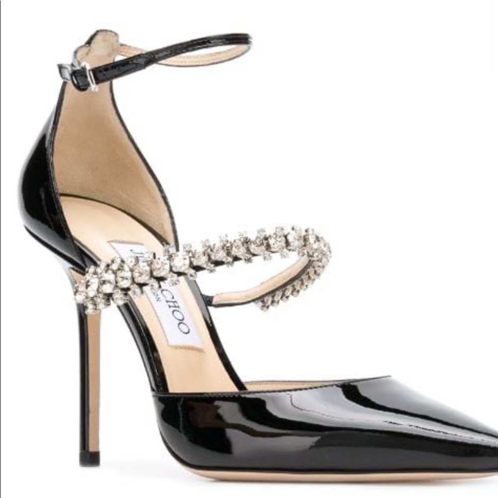 Jimmy Choo Black Leather Patent Pumps